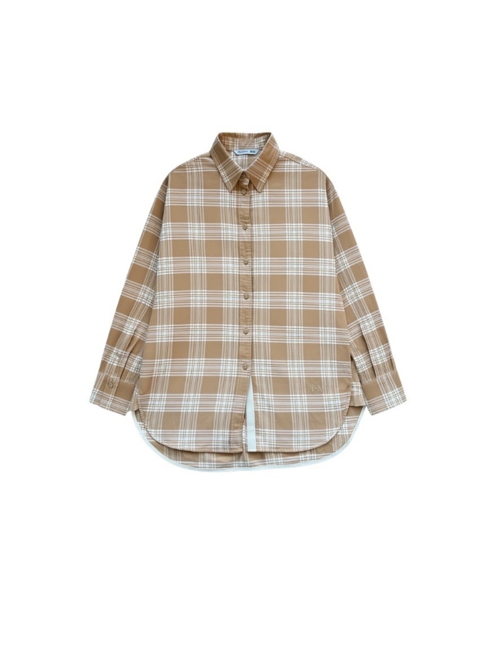 UNIQLO x JW Anderson Flannel Checked Long-Sleeve Shirt Beige Plaid Women Size S